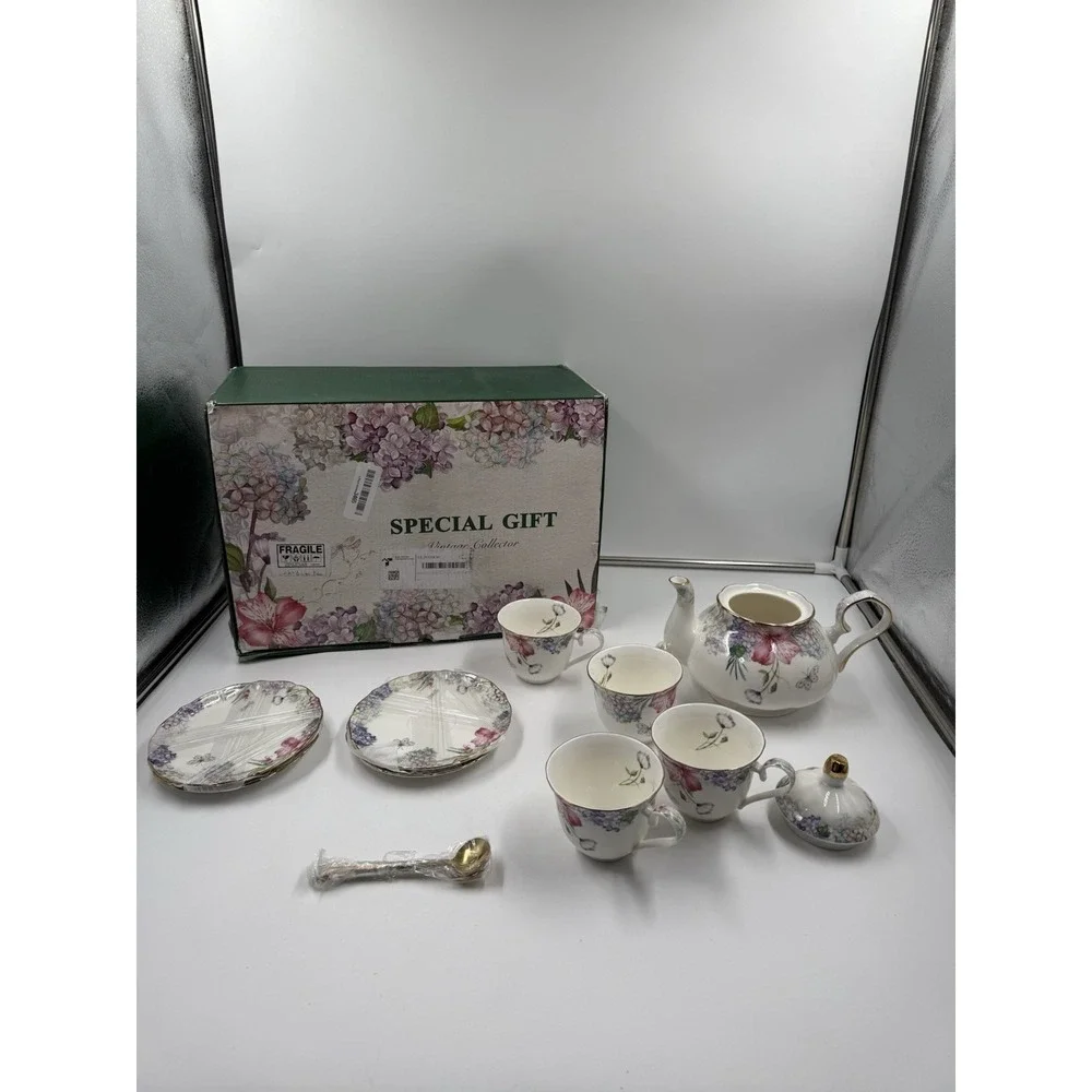 Le Potocio Bone China Tea Set Vintage Floral Coffee Cups And Tea Sets Porcelain